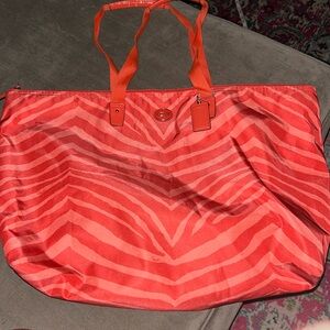 Oversized Coach Tote with zip up insert